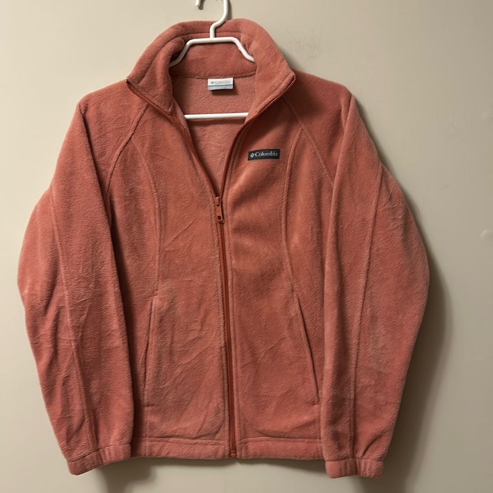 Columbia fleece jacket dusty rose front zip side pockets like new size XS